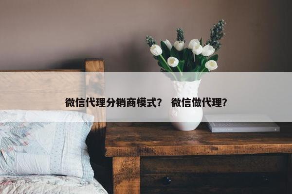 微信代理分销商模式？ 微信做代理？