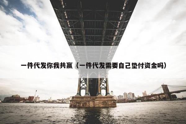 一件代发你我共赢（一件代发需要自己垫付资金吗）