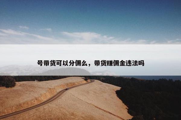 号带货可以分佣么，带货赚佣金违法吗