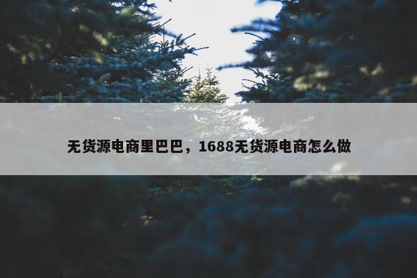 无货源电商里巴巴，1688无货源电商怎么做