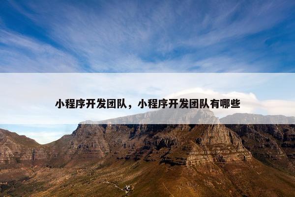 小程序开发团队，小程序开发团队有哪些