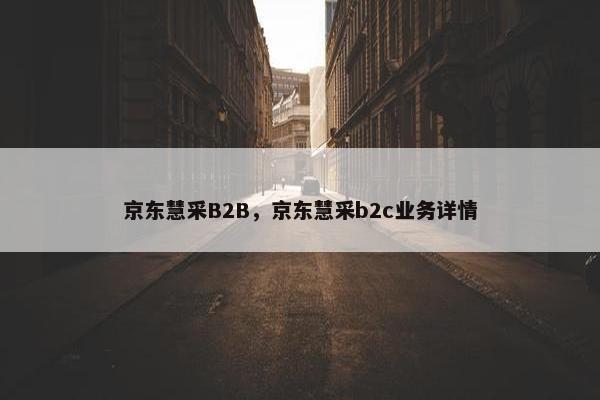 京东慧采B2B，京东慧采b2c业务详情