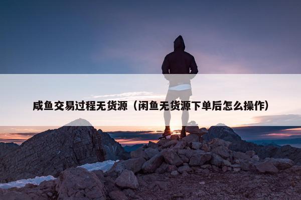 咸鱼交易过程无货源（闲鱼无货源下单后怎么操作）