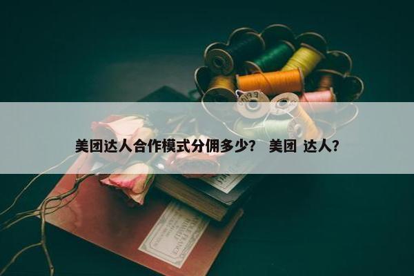 美团达人合作模式分佣多少？ 美团 达人？