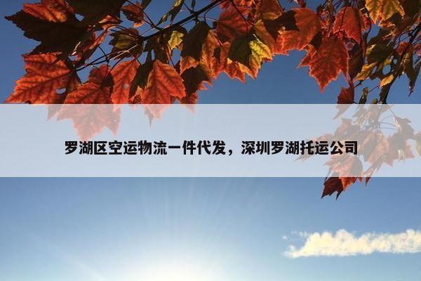 罗湖区空运物流一件代发，深圳罗湖托运公司