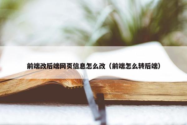前端改后端网页信息怎么改（前端怎么转后端）