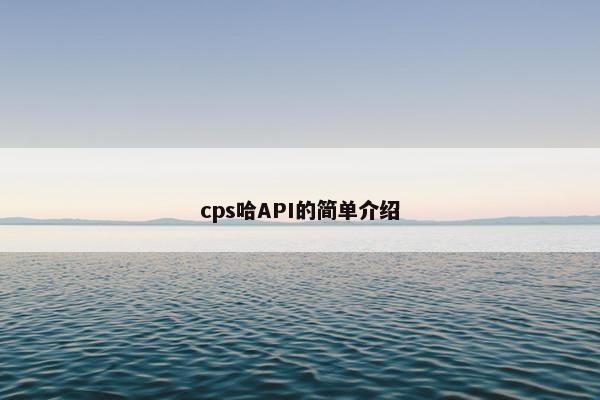cps哈API的简单介绍