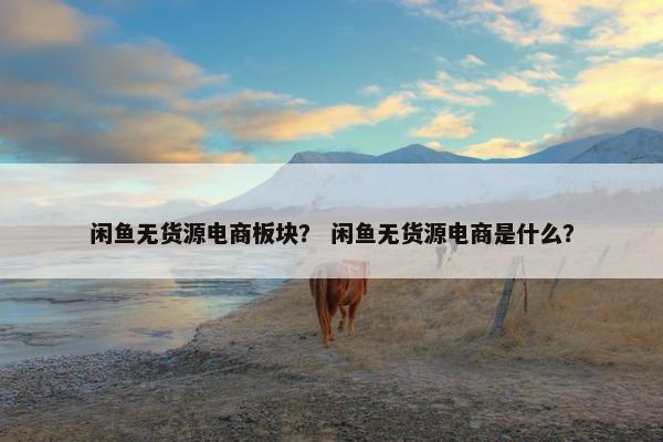 闲鱼无货源电商板块？ 闲鱼无货源电商是什么？