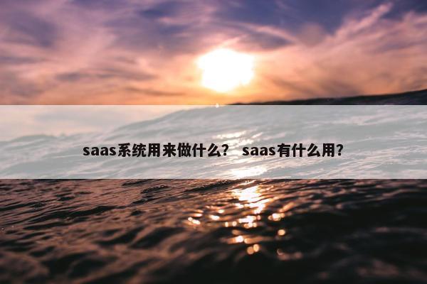 saas系统用来做什么？ saas有什么用？