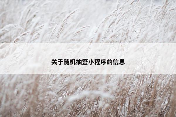 关于随机抽签小程序的信息