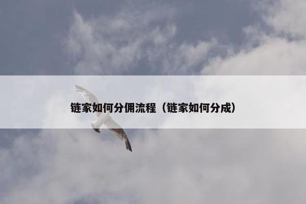 链家如何分佣流程（链家如何分成）