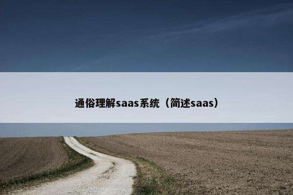 通俗理解saas系统（简述saas）