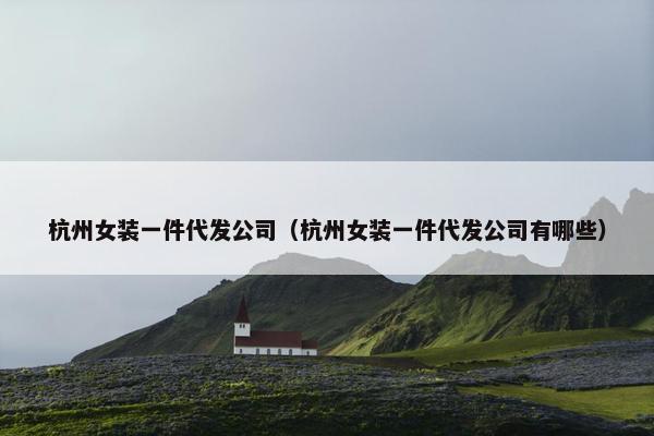 杭州女装一件代发公司（杭州女装一件代发公司有哪些）