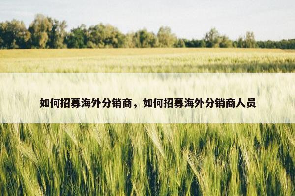 如何招募海外分销商，如何招募海外分销商人员