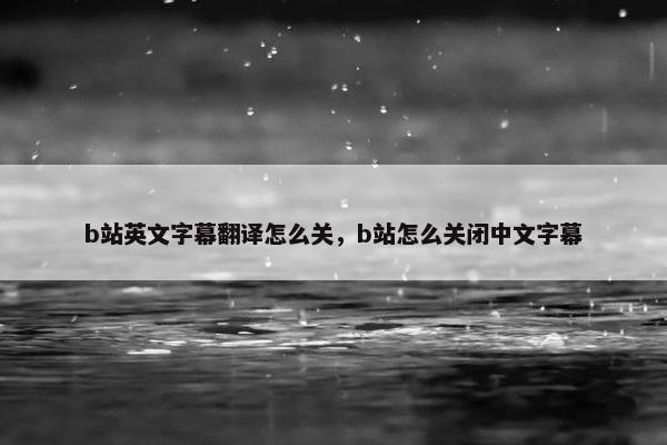 b站英文字幕翻译怎么关，b站怎么关闭中文字幕