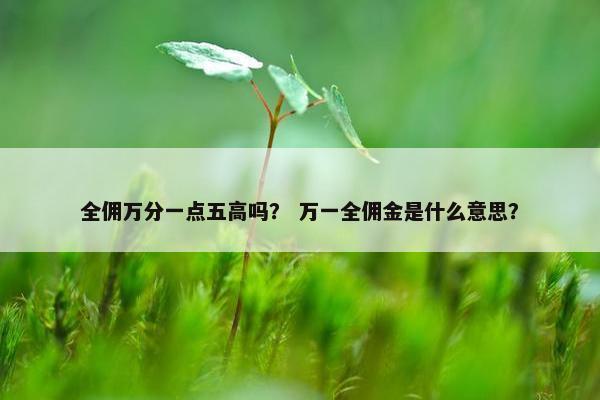 全佣万分一点五高吗？ 万一全佣金是什么意思？