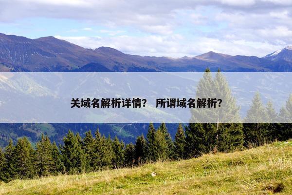 关域名解析详情？ 所谓域名解析？
