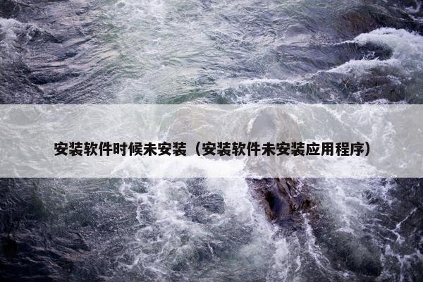 安装软件时候未安装（安装软件未安装应用程序）