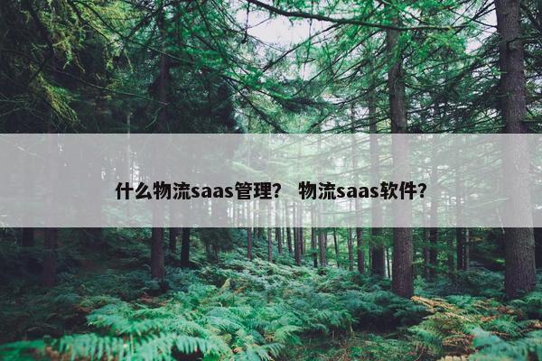 什么物流saas管理？ 物流saas软件？