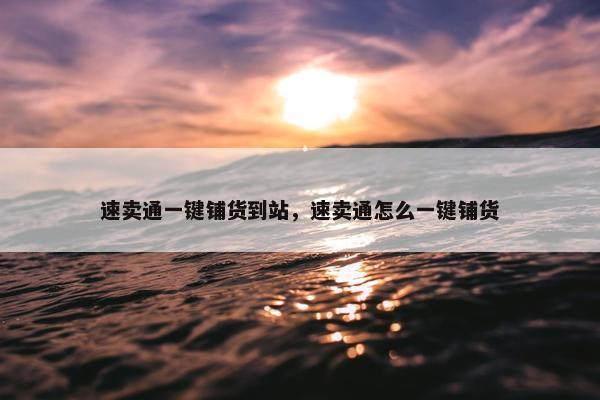 速卖通一键铺货到站，速卖通怎么一键铺货