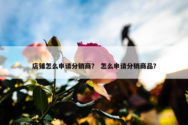 店铺怎么申请分销商？ 怎么申请分销商品？