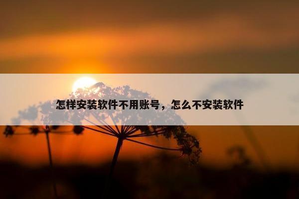 怎样安装软件不用账号，怎么不安装软件