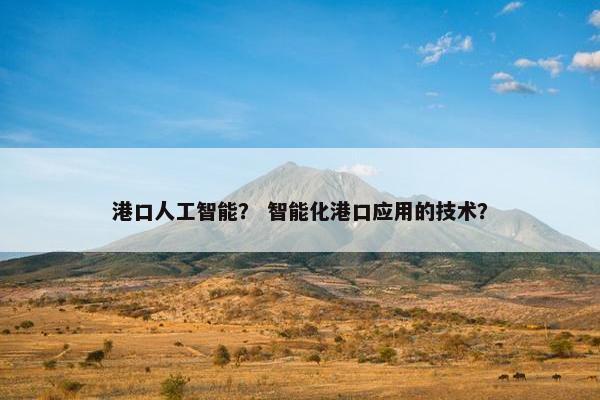 港口人工智能？ 智能化港口应用的技术？
