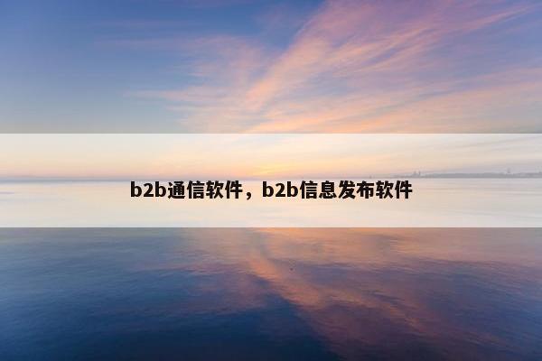 b2b通信软件，b2b信息发布软件