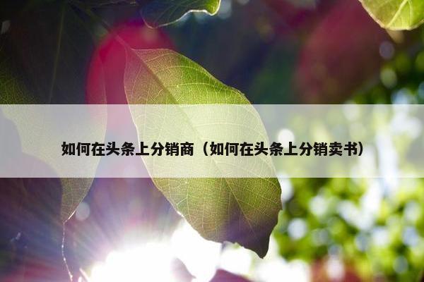 如何在头条上分销商（如何在头条上分销卖书）