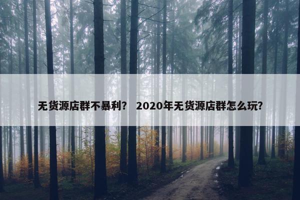 无货源店群不暴利？ 2020年无货源店群怎么玩？