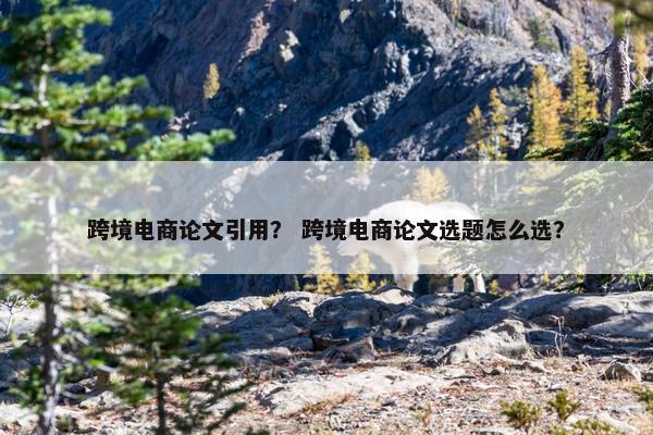 跨境电商论文引用？ 跨境电商论文选题怎么选？