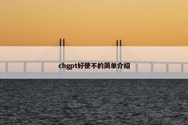 chgpt好使不的简单介绍