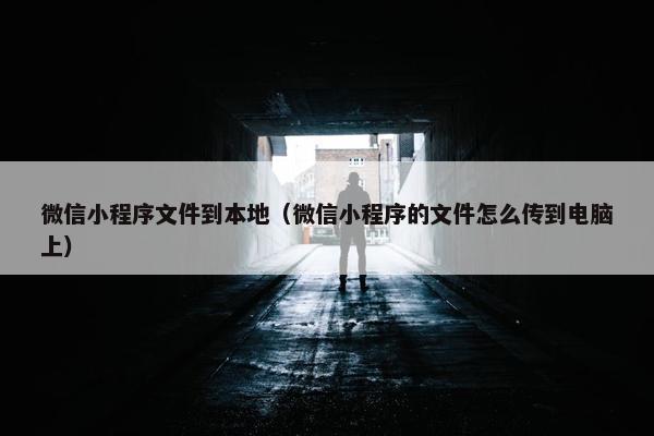 微信小程序文件到本地（微信小程序的文件怎么传到电脑上）