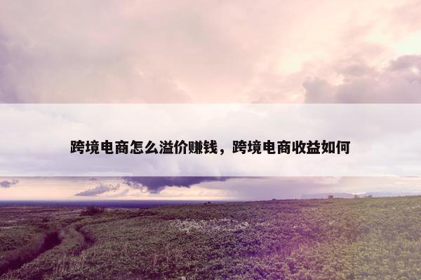 跨境电商怎么溢价赚钱，跨境电商收益如何