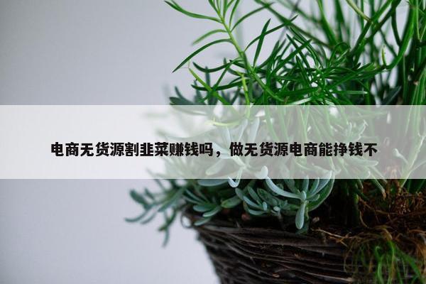 电商无货源割韭菜赚钱吗，做无货源电商能挣钱不