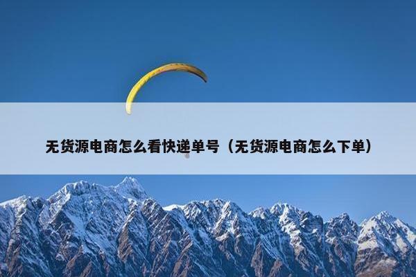 无货源电商怎么看快递单号（无货源电商怎么下单）