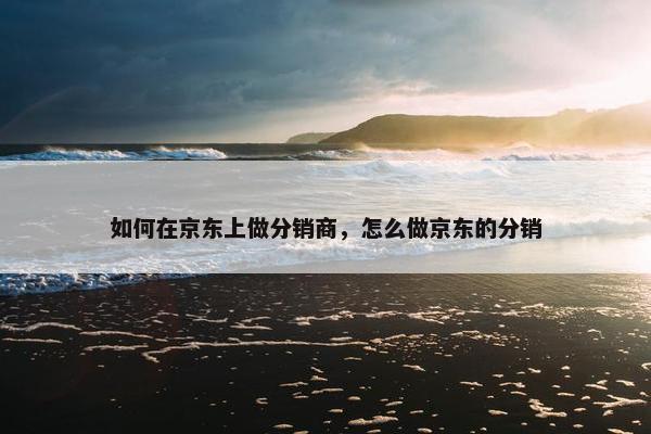 如何在京东上做分销商，怎么做京东的分销