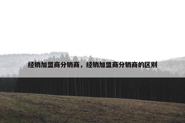经销加盟商分销商，经销加盟商分销商的区别