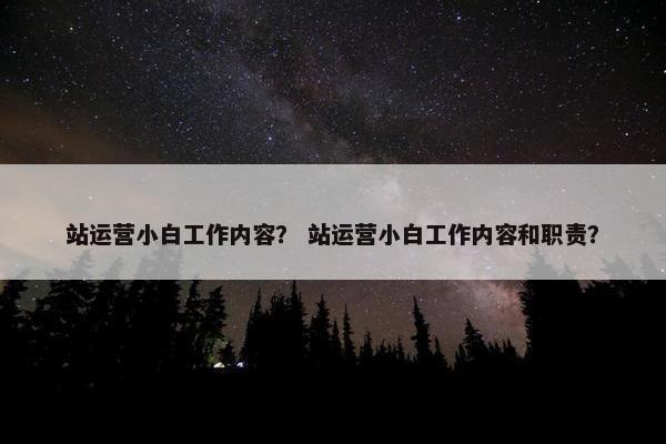 站运营小白工作内容？ 站运营小白工作内容和职责？