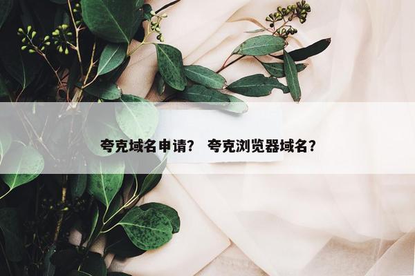 夸克域名申请？ 夸克浏览器域名？