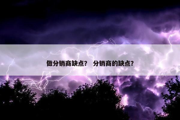 做分销商缺点？ 分销商的缺点？