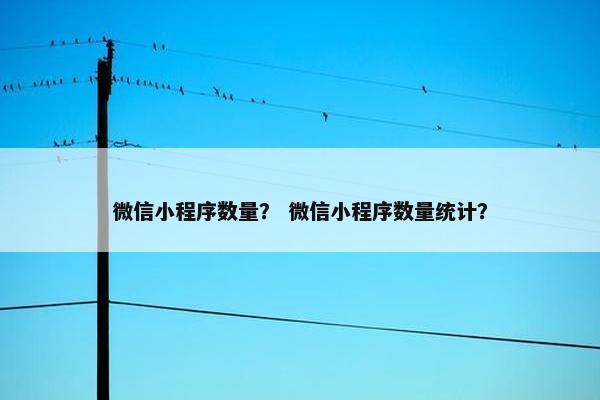 微信小程序数量？ 微信小程序数量统计？