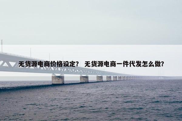 无货源电商价格设定？ 无货源电商一件代发怎么做？