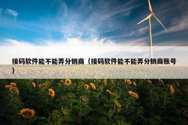 接码软件能不能弄分销商（接码软件能不能弄分销商账号）
