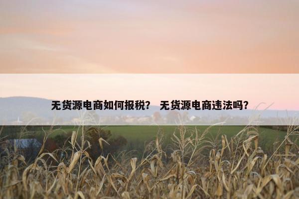 无货源电商如何报税？ 无货源电商违法吗？