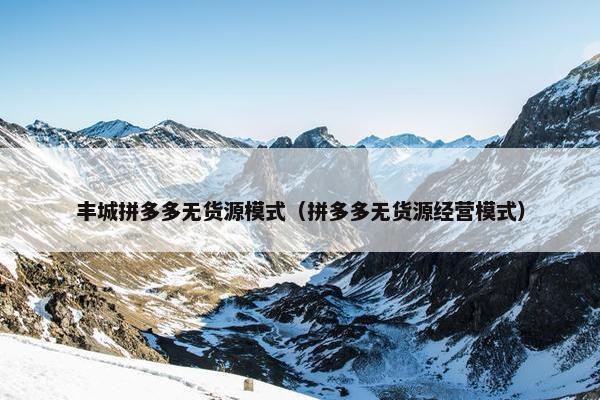 丰城拼多多无货源模式（拼多多无货源经营模式）