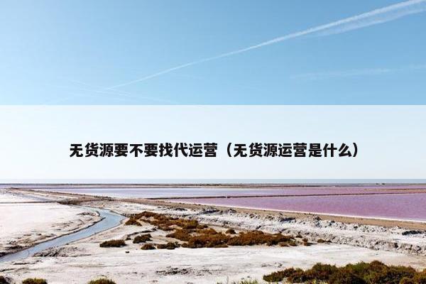 无货源要不要找代运营（无货源运营是什么）