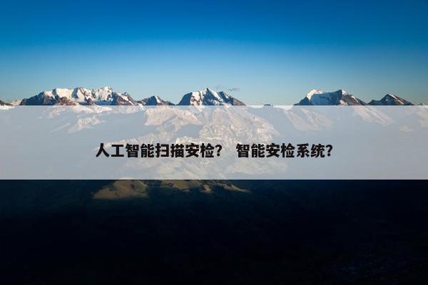 人工智能扫描安检？ 智能安检系统？
