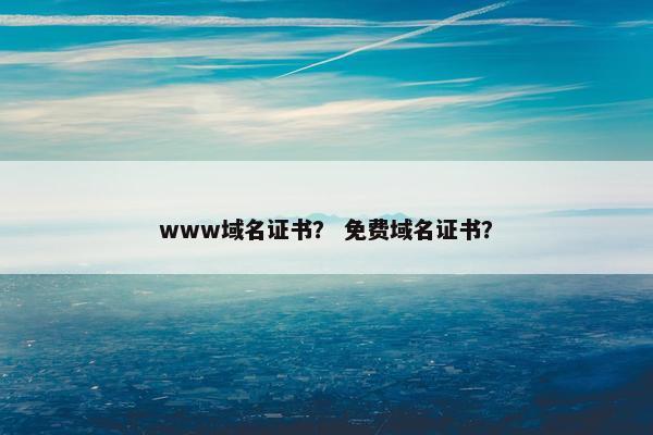 www域名证书？ 免费域名证书？
