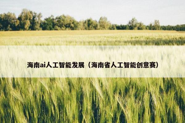 海南ai人工智能发展（海南省人工智能创意赛）